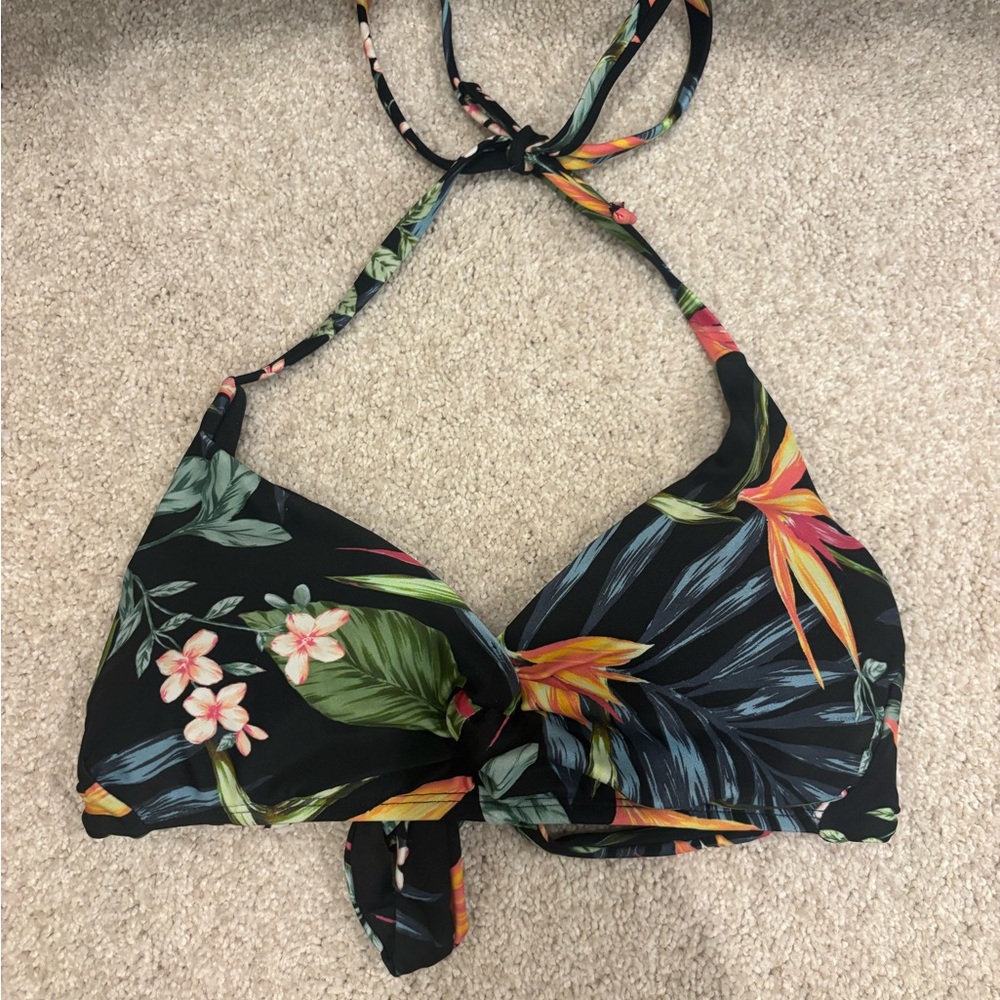 Floral Black Bikini Top